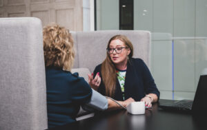 Blood pressure check, health conversation